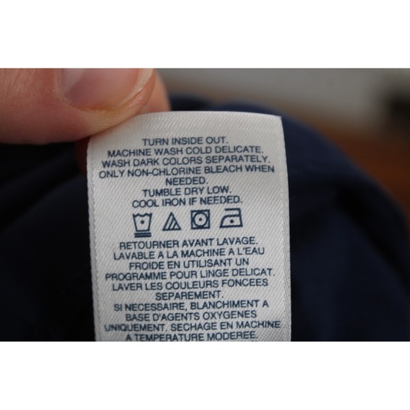 Lands' End M 10-12 Blue Tunic Top Long Sleeve Button Back Layered Mixed Media - Picture 6 of 6